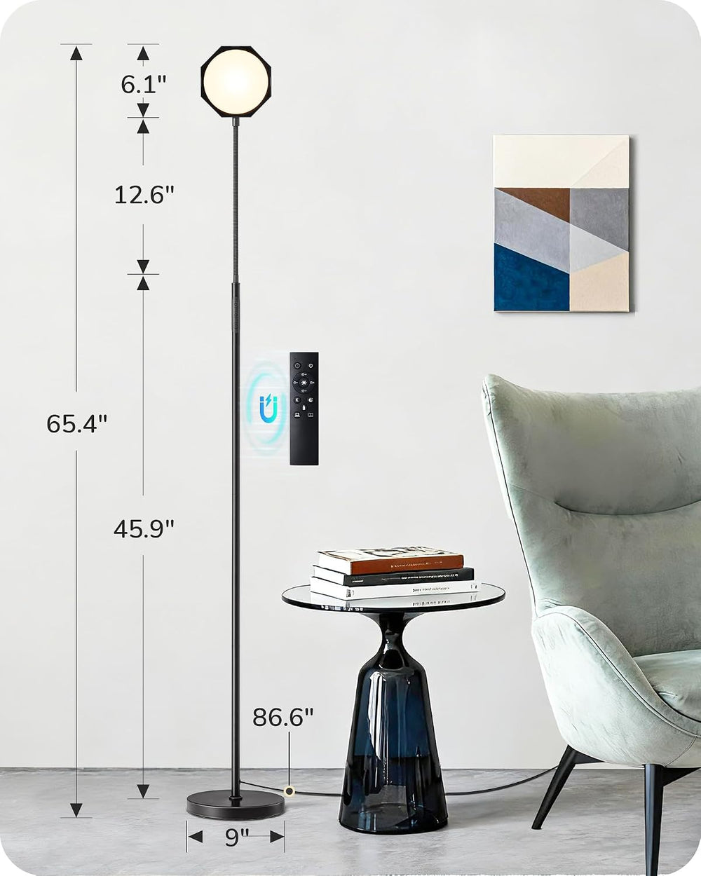 EDISHINE LED Floor Lamp 1300LM Super Bright Reading Floor Lamps Black