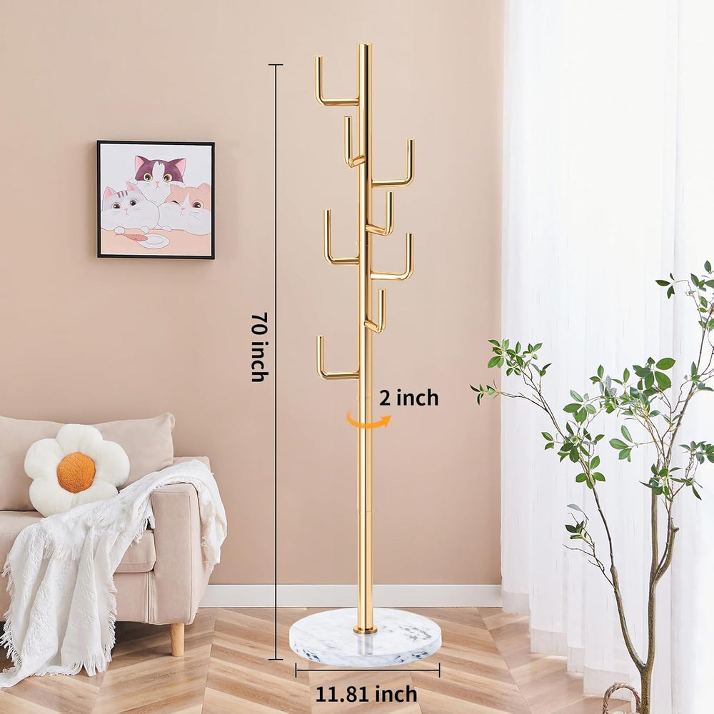 ZOZOE Metal Modern Coat Racks, Cactus Coat Rack Freestanding with Natural Mar...