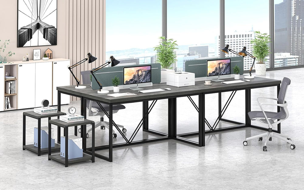 EXCEFUR Modern Home Office Desk, Wood and Metal Computer Desk, Industrial Wri...