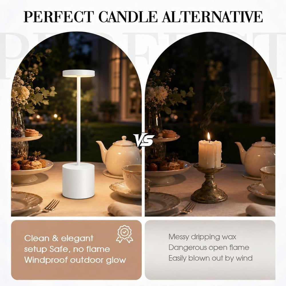 AUDLES White Cordless Table Lamp Set of 2, USB Rechargeable Touch Dimmable