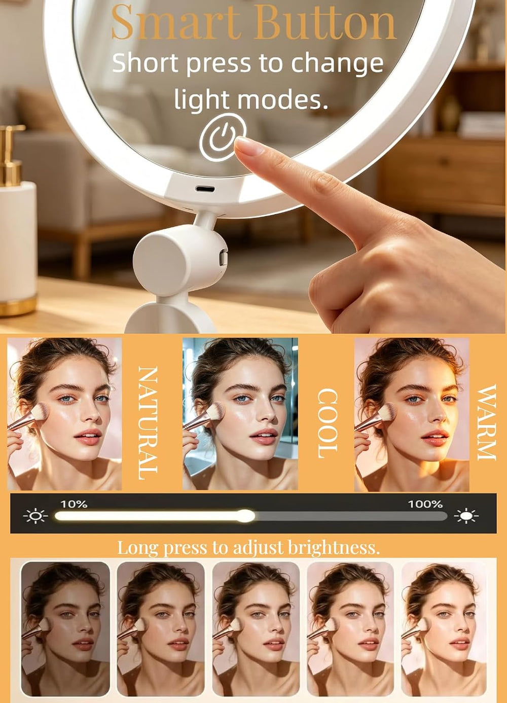 Travel Mirror with Light Makeup 1X/20X Magnifying Lighted Mirrors