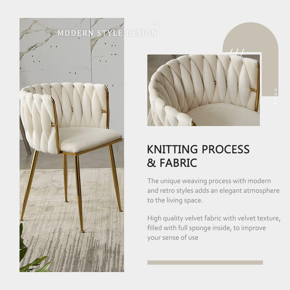 Dining Chairs, Beige Velvet Dining Chairs Set of 2