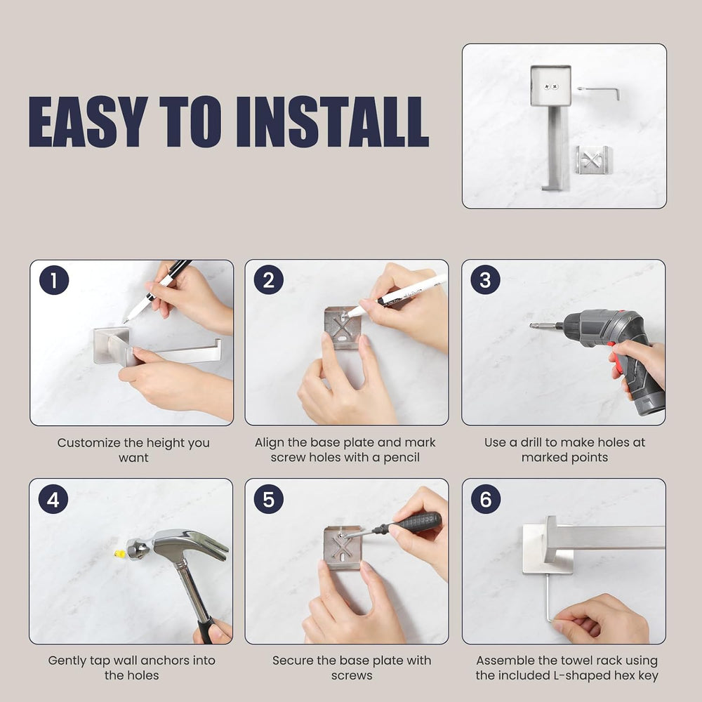 Bathroom Hardware Accessories Set: Bath Towel Bar Set, Towel Racks for Bathro...