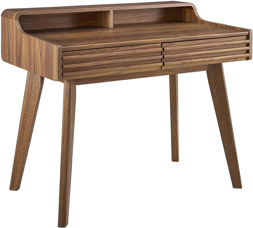 Modway Render Mid-Century Modern Writing Desk in Walnut