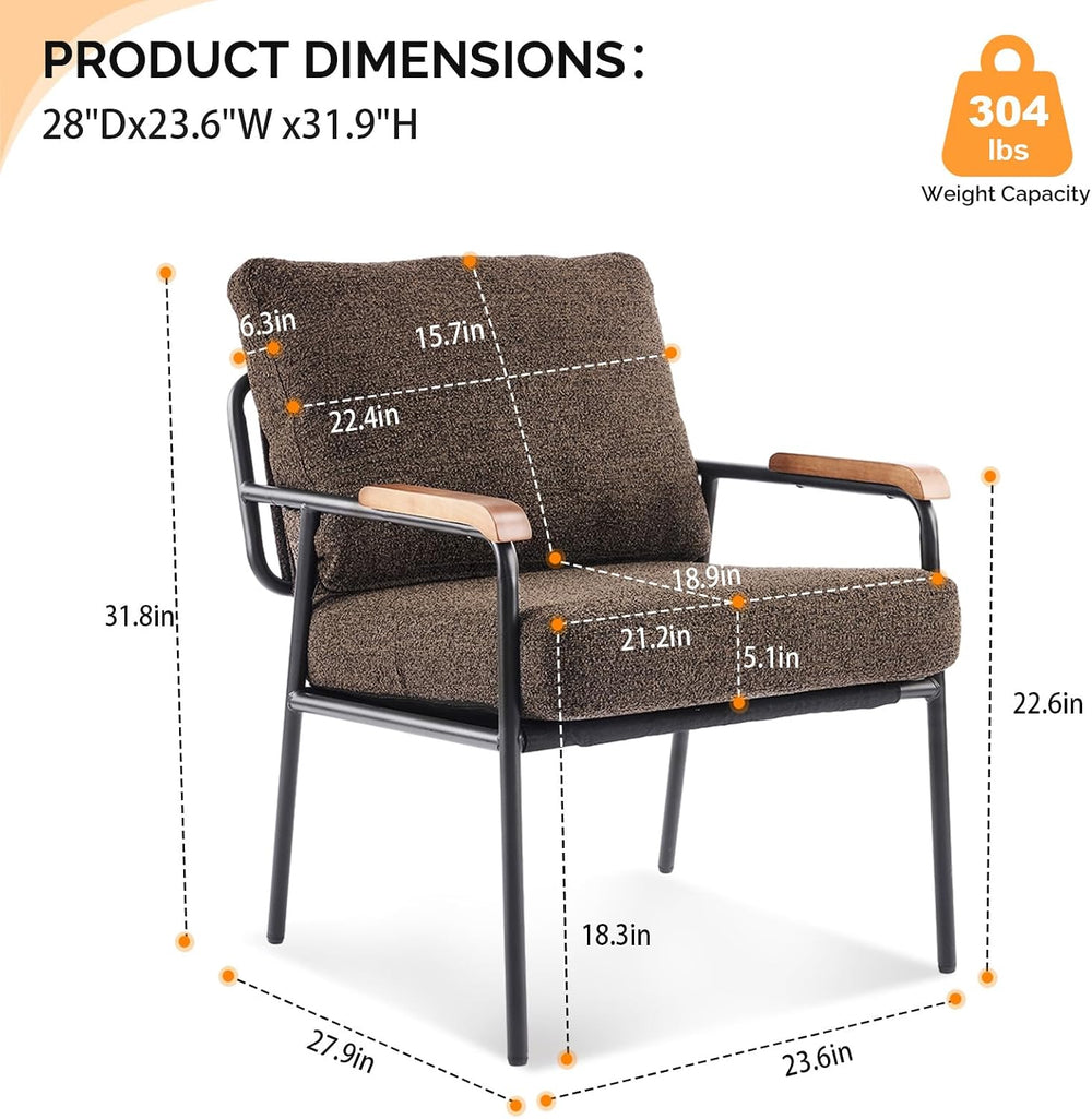 VINGLI Mid-Century Modern Accent Armchiar for Small Space, Small Comfy Uphols...