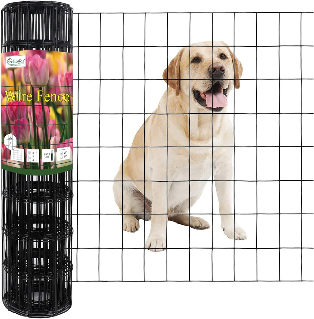 Black PVC Coated Welded Wire Fence 24" x 25' Roll, 2"x3" M...