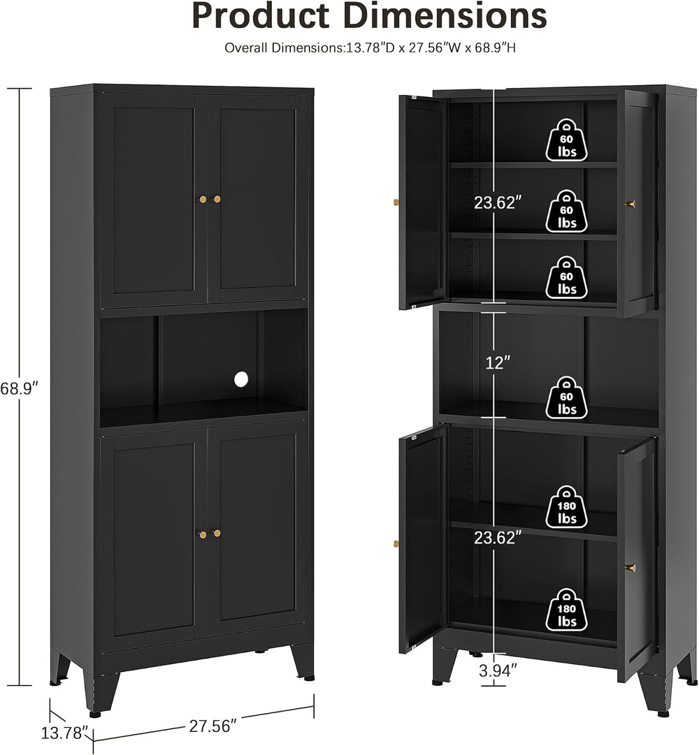69" H Kitchen Pantry Cabinet with Countertop,Kitchen Hutch Cabinet with ...