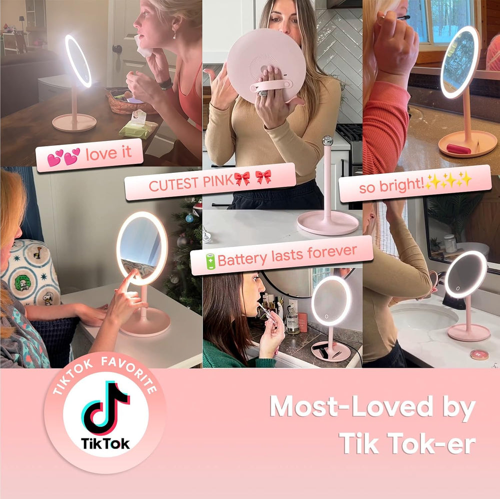 8″ Lighted Makeup Mirror, 4-in-1 Magnetic Detachable Vanity Mirror