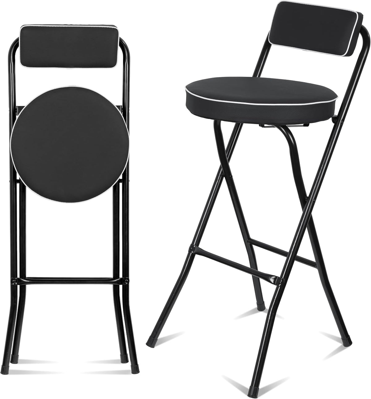 Folding Bar Stool with Footrest 1PCS Tall Folding Stool Foldable Chair