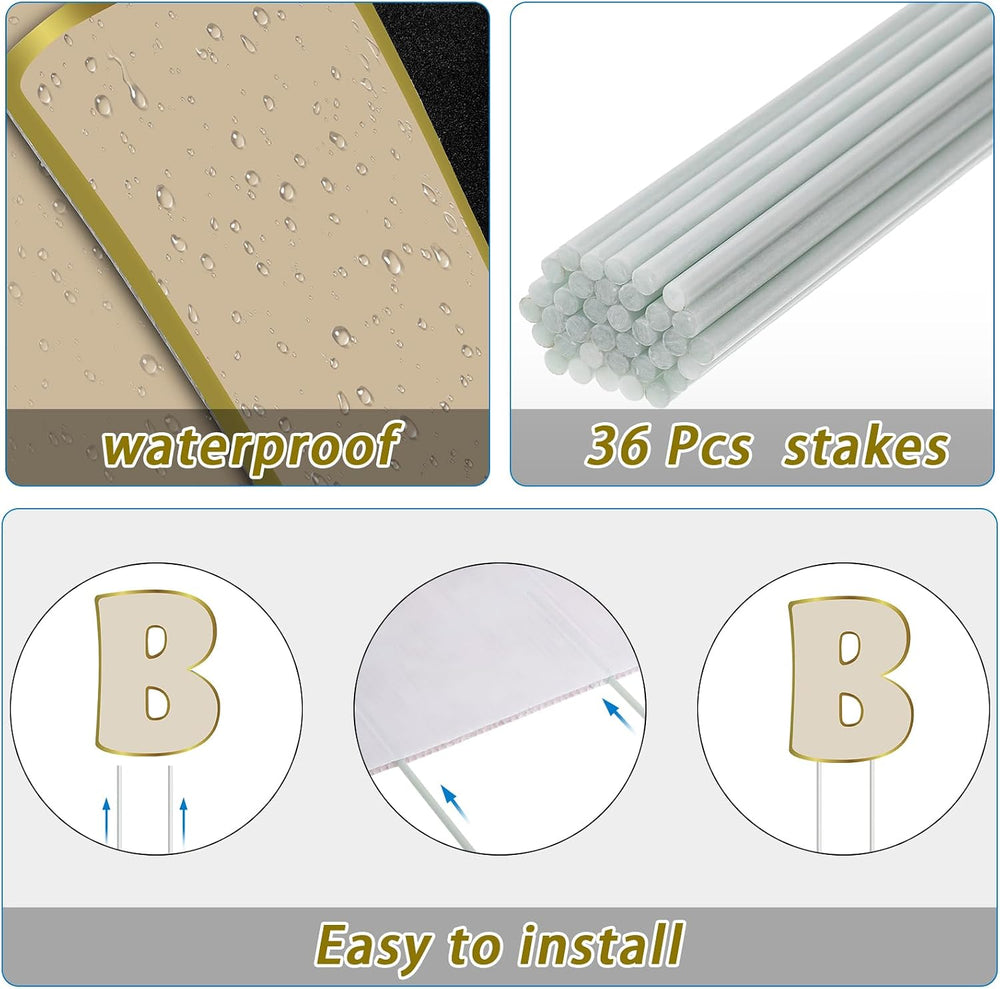 Jetec 18 Pcs Happy Birthday Yard Sign with Stakes and Light, Beige