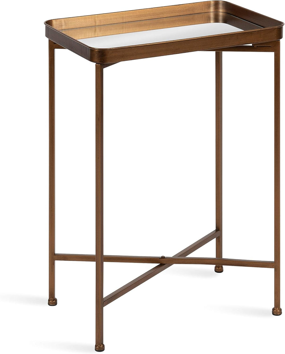 Kate and Laurel Celia Modern Mirrored Tray Side Table, 18 x 12 x 26, Dark Bro...