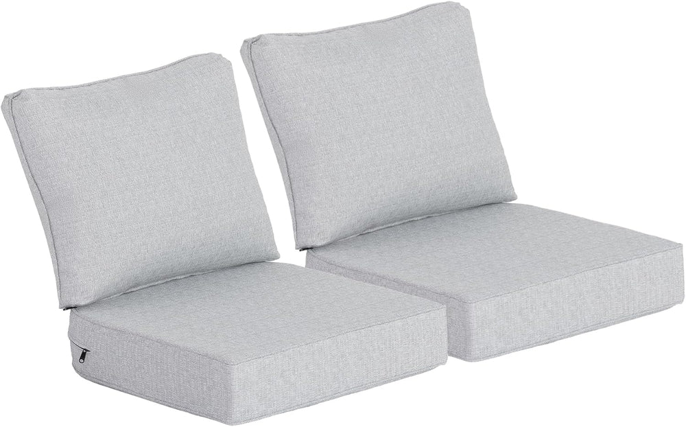 24x24 Inch Outdoor Deep Seat Cushions Set of 2, Curved Cushion Cover, Flat Th...