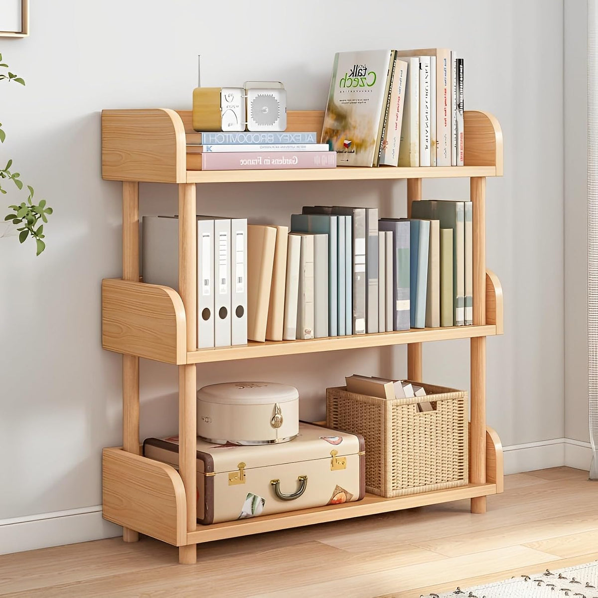 OSCHF 3-Tier Wooden Open Bookcase, Oak