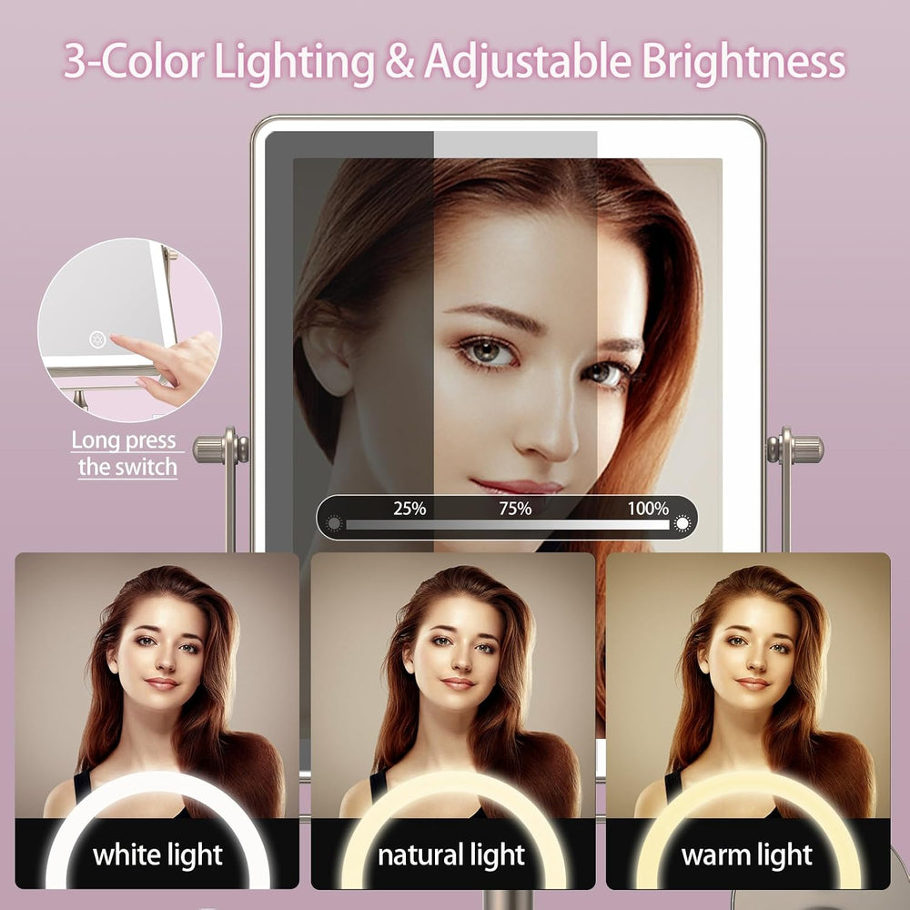 FASCINATE 8.7" 5000mAh Rechargeable Wall Mounted Makeup Mirror (Nickel)
