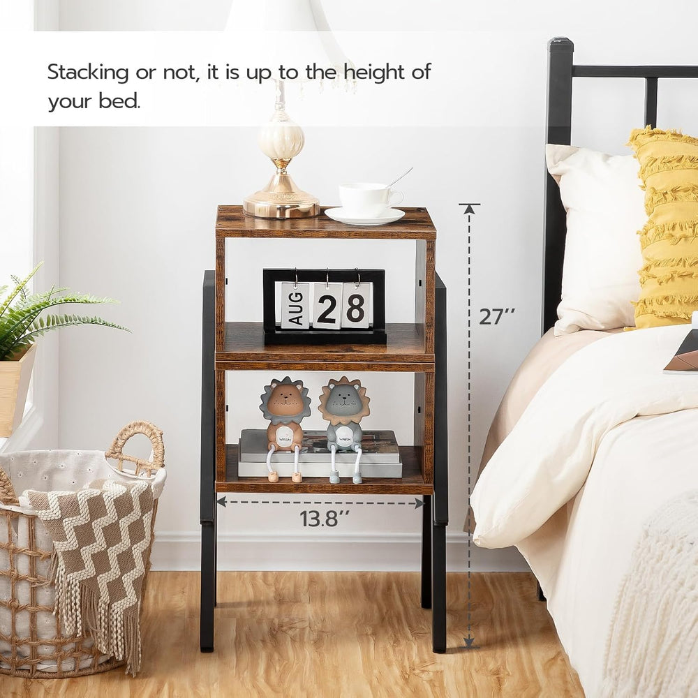 HOOBRO Nightstands Set of 2, Stackable End Tables, Small Side Tables