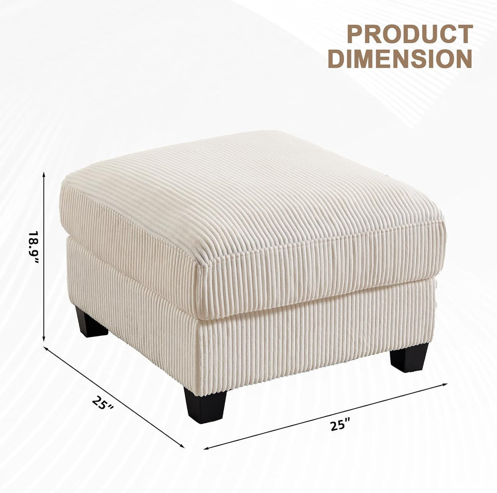 HAOMARKETS Corduroy Sofa Set, Upholstered Ottoman Footrest, Modern Living Roo...