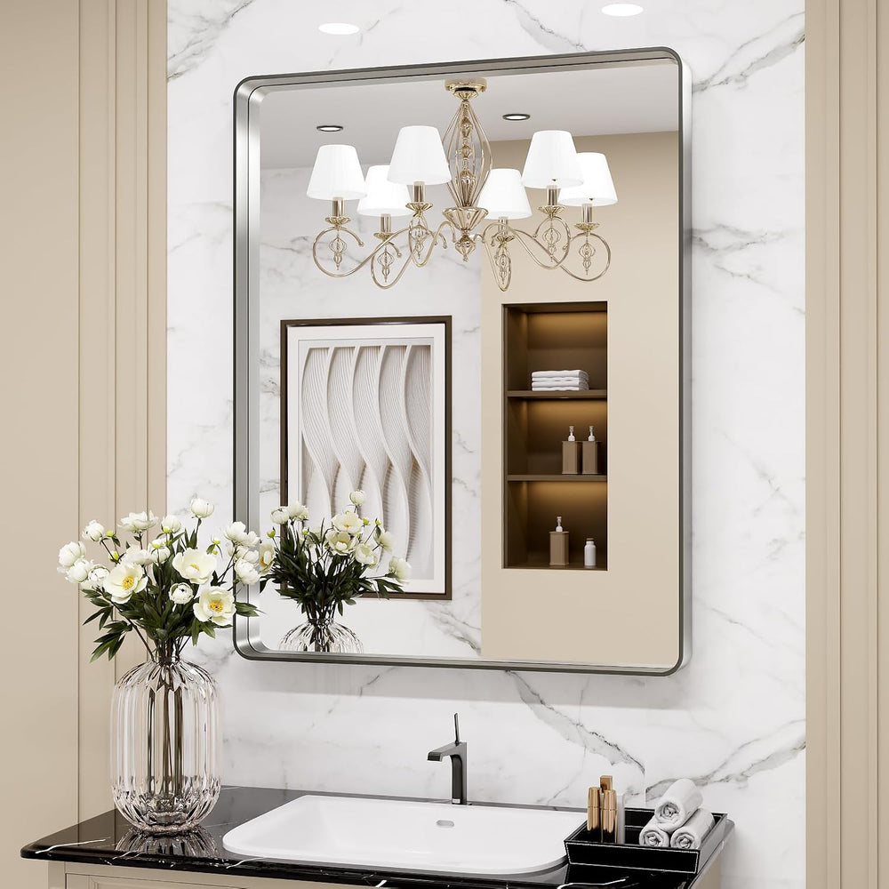 LOAAO 22X30 Inch Brushed Nickel Bathroom Mirror