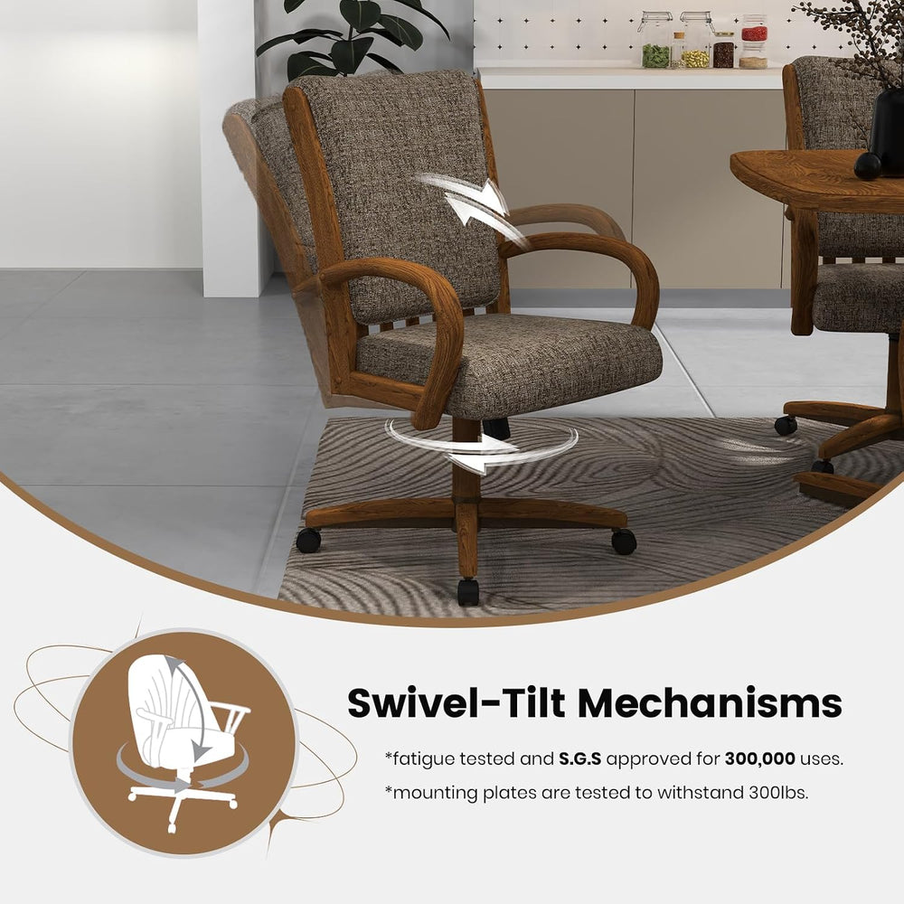 Chromcraft Baylor Swivel-Tilt Caster Dining Chair - Chestnut - Earth - 6pc