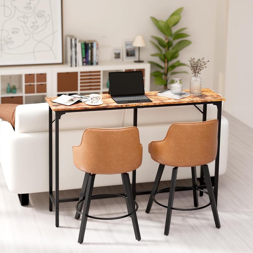 VINGLI 55 Inch Bar Table, Rectangular Counter Height Home Pub Table, Brown