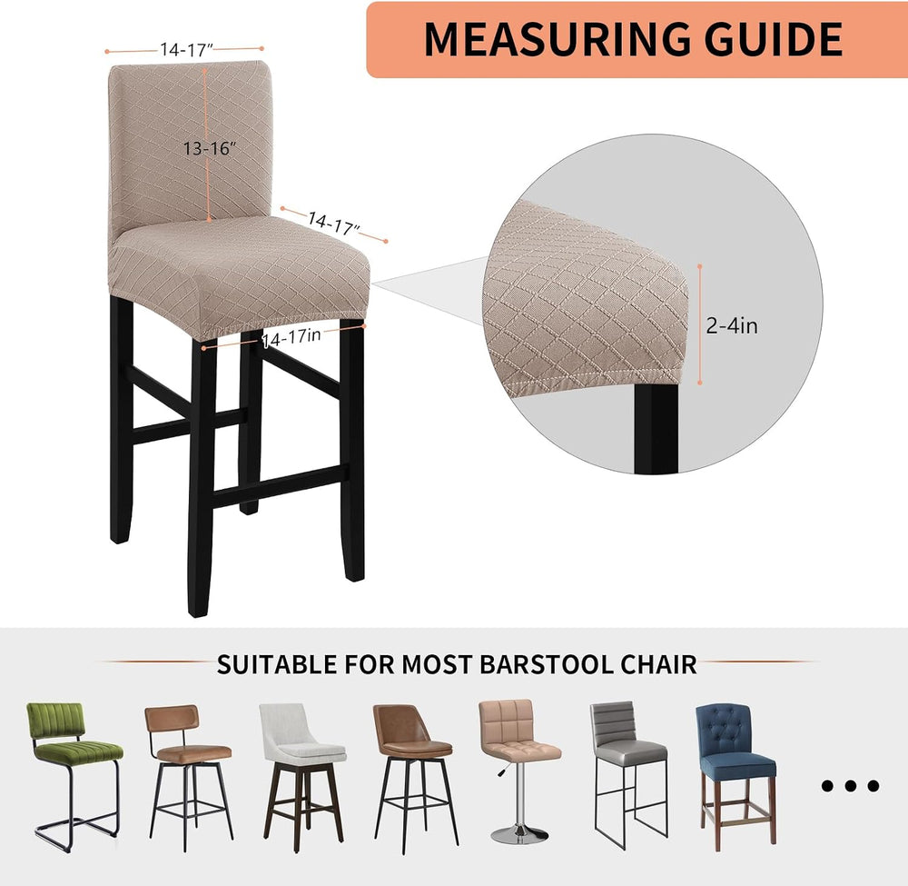 Fuloon Waterproof Barstool Covers Chair Slipcovers, Khaki, 4 Pack