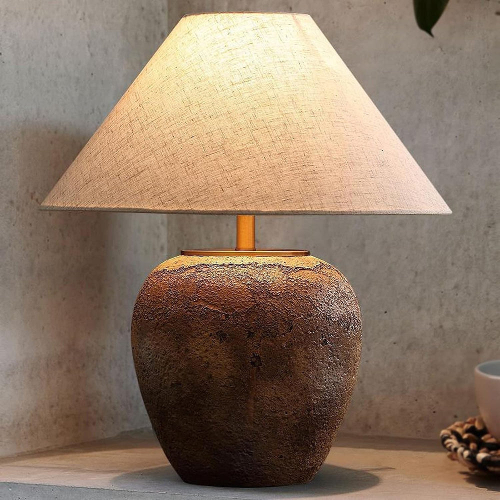 Rustic Farmhouse Clay Pot Table Lamps 19.6" Tall Ceramic Table Lamp, Ame...