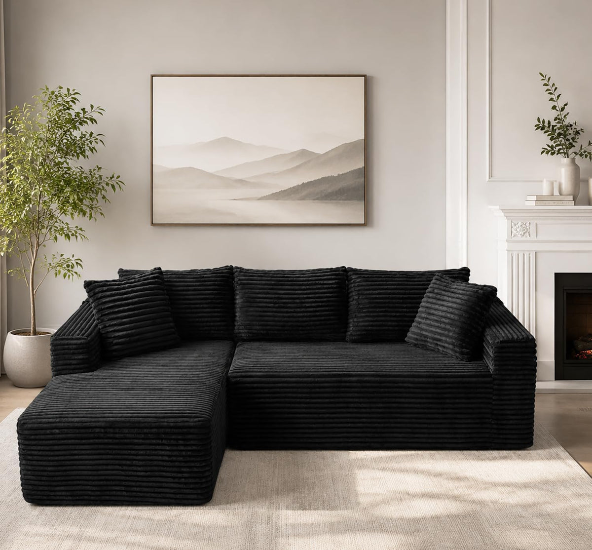 96" Cloud Boneless Sectional Couches with Chaise for Living Room