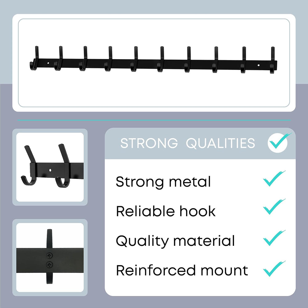 Coat Rack Wall Mount – 30 Inch Stainless Steel Hook Rail with 10 Double Coat ...