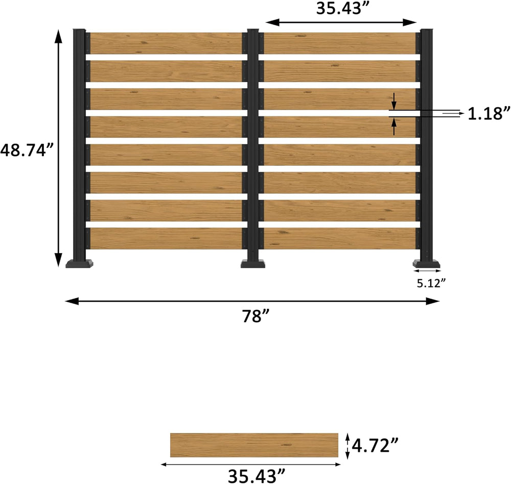MUPATER 49'' H×78'' W Outdoor Fence Privacy Screen, No Dig Wo...