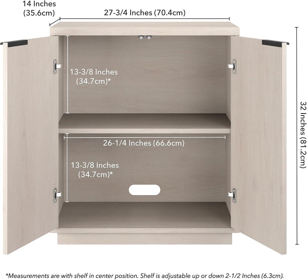 Henn&Hart 28" Fluted Accent Cabinet, Sideboard Buffet, Beech White