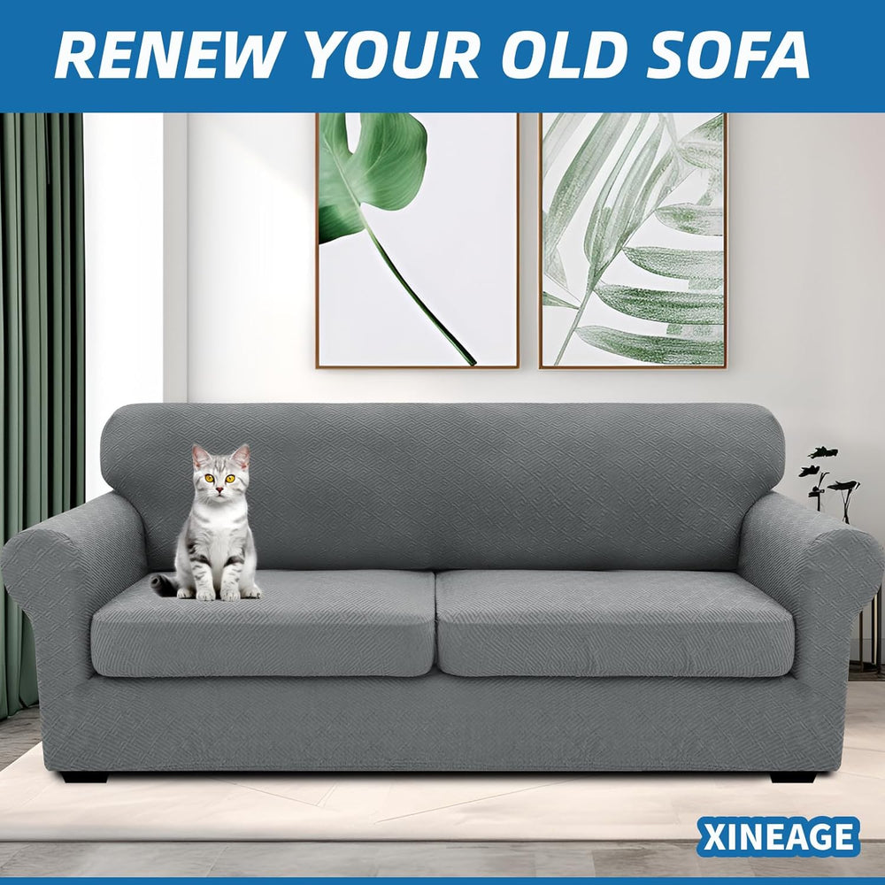 XINEAGE 3-Piece Stretch Sofa Cover, Washable Couch Covers for Dog