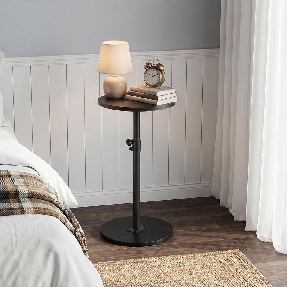 MAHANCRIS Small Round Side Table, Adjustable Height Cocktail Drink Table