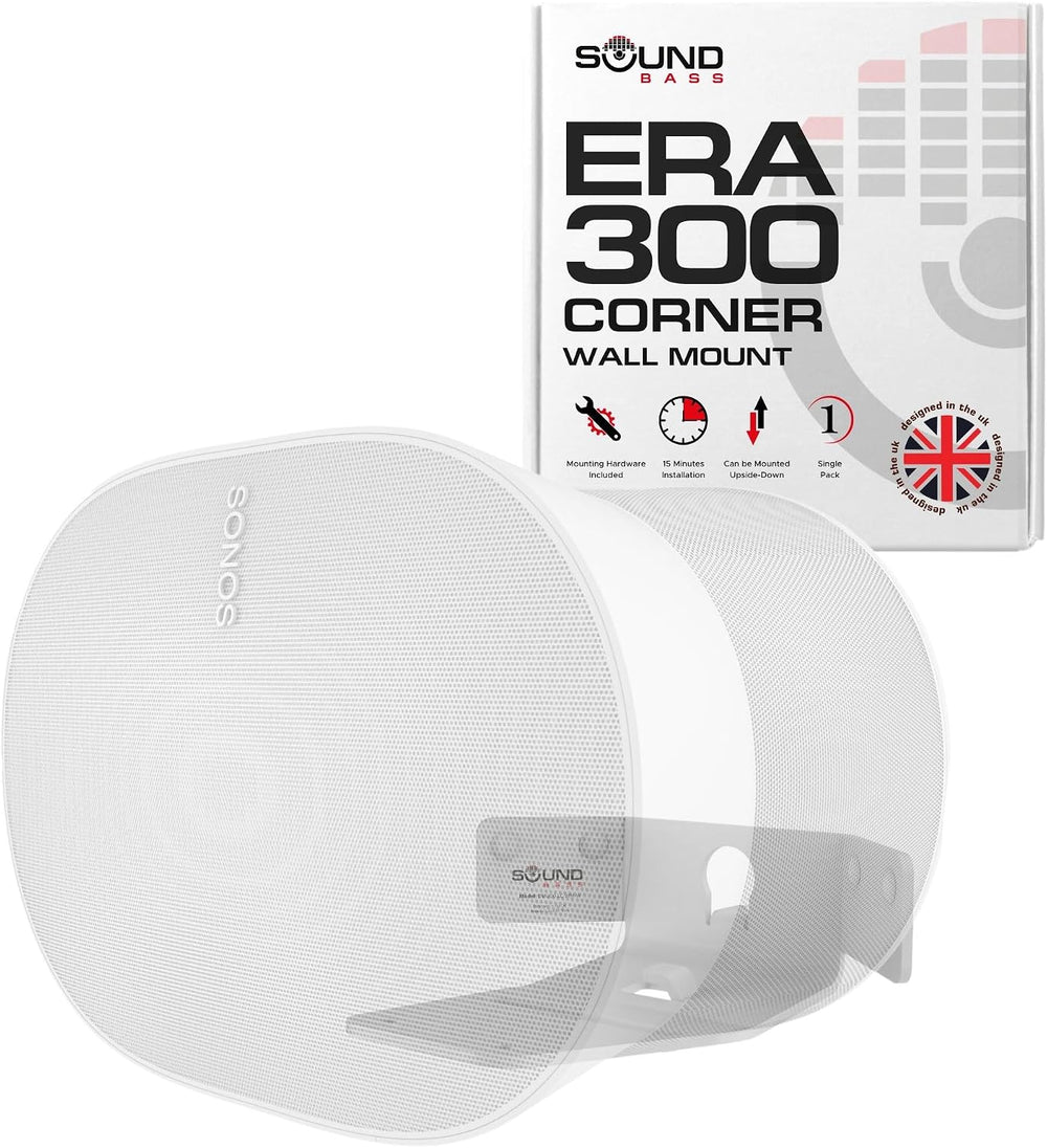 Sound Bass ERA300 Corner Wall Mount Bracket, Low Profile, White, Single