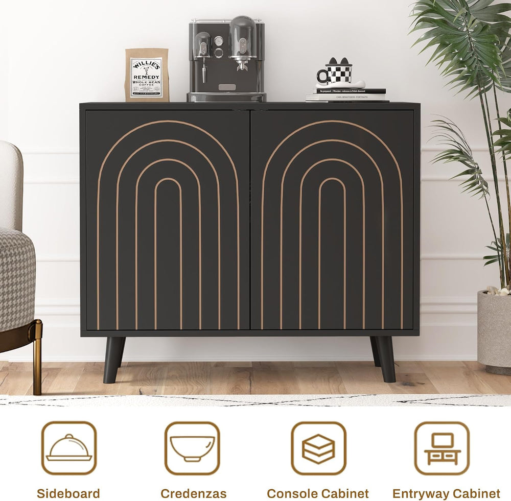 weselon 63" Sideboard Buffet Cabinet Set of 2, Modern Accent Cabinet wit...