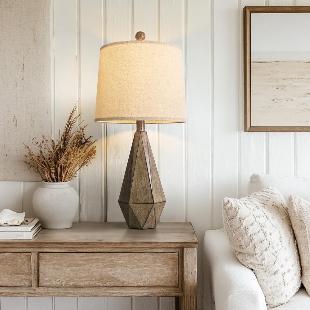 PoKat 23'' Farmhouse Table Lamps Set of 2, Brown Rustic Lamps for Liv...