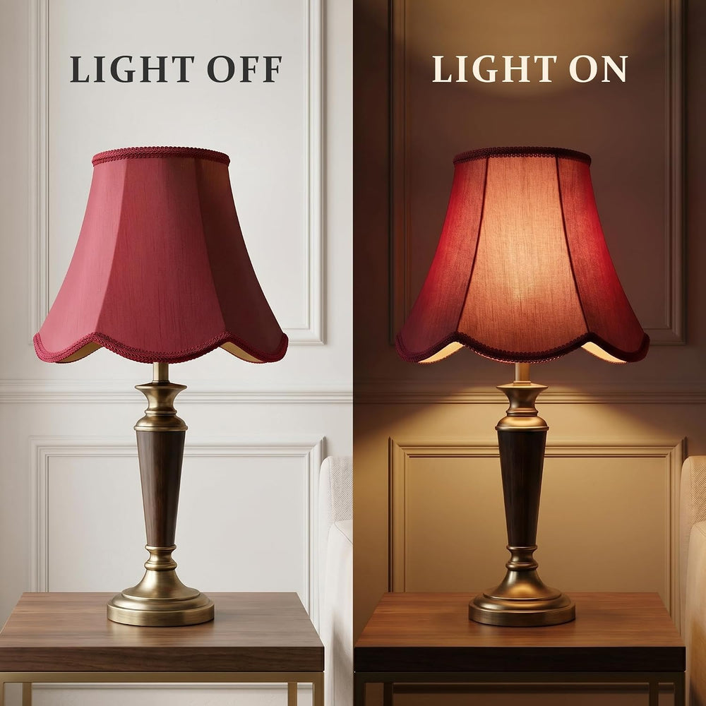 Burgundy Scalloped Lamp Shade - 1 Pack, 6.7" x 13" x 10" Bell ...