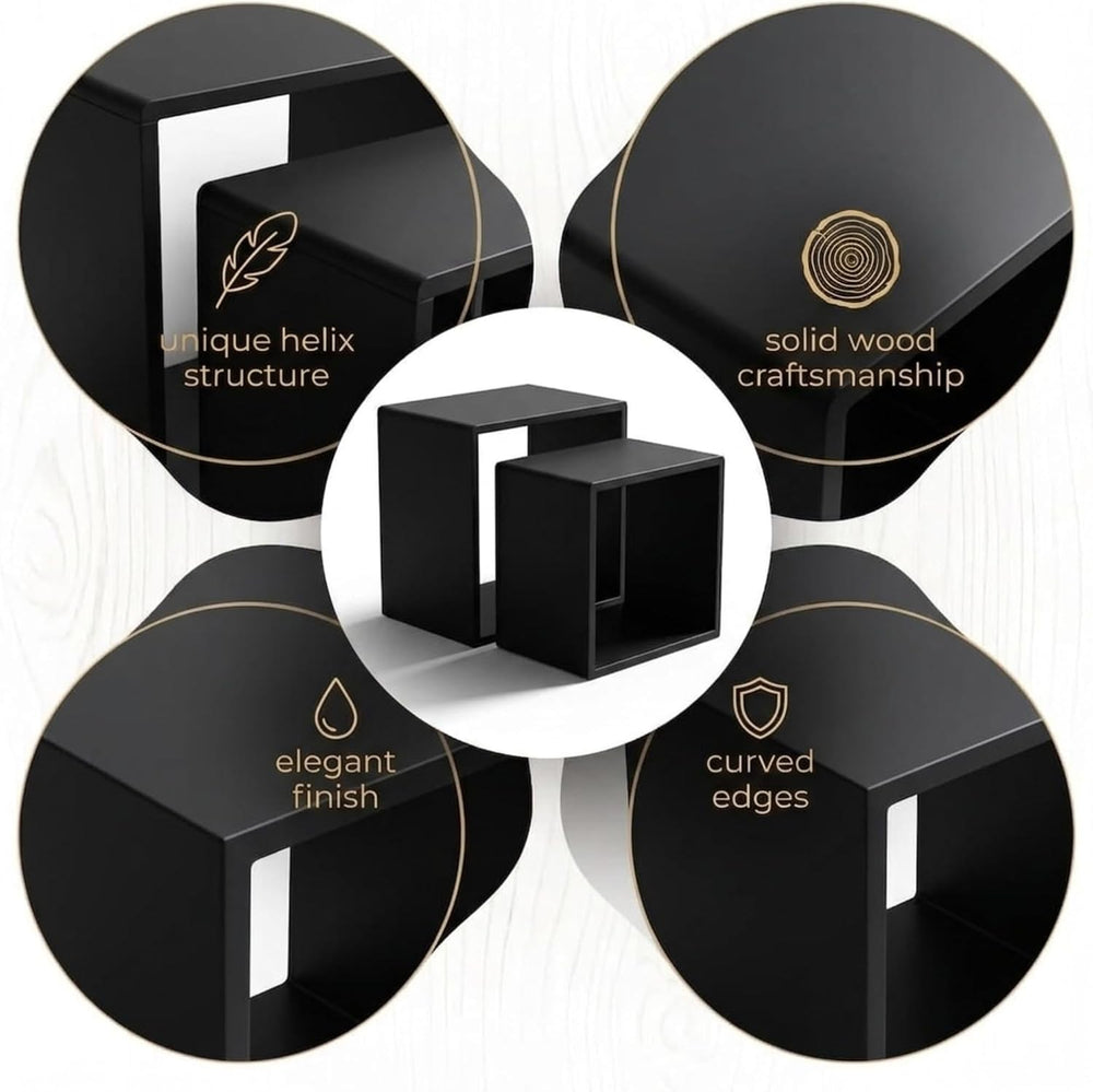 Relso Cascade Nesting Tables Set of 2 - Solid Wood with Smooth Rounded Edges ...