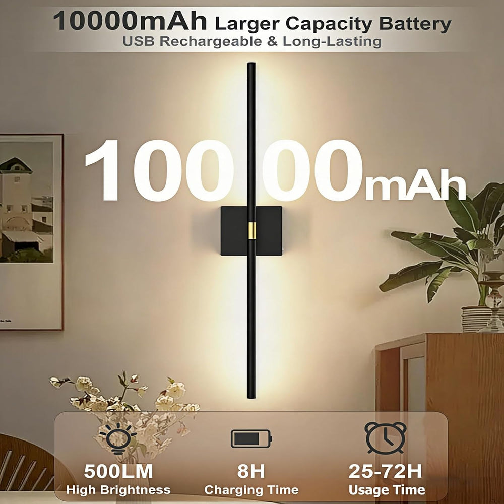 iThird Battery Operated Wall Sconces Set of 2: 10000mAh Rechargeable Wireless...