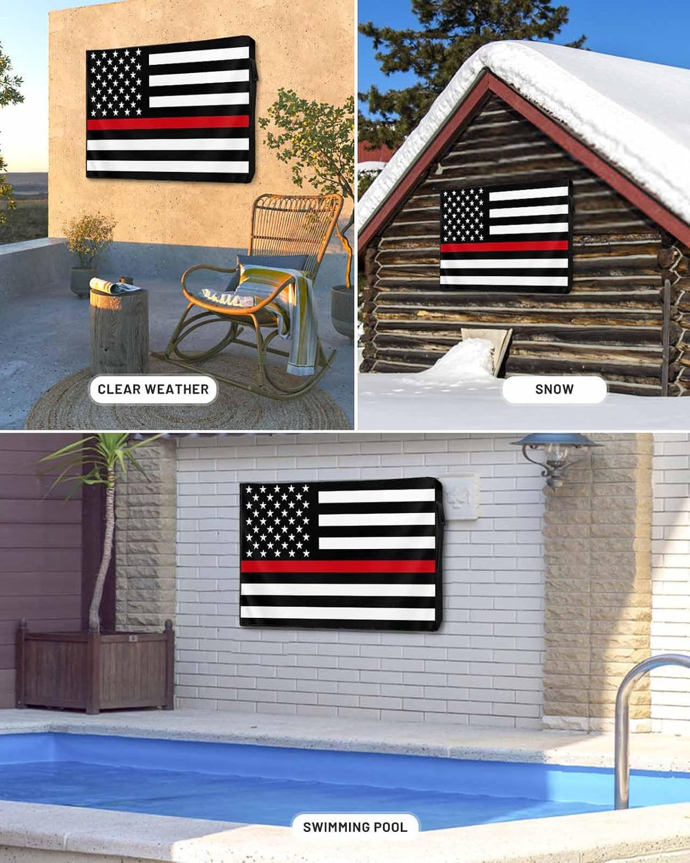 American Flag Outdoor TV Cover 48 to 50 Inch Weatherproof, US Flag 600D Oxfor...
