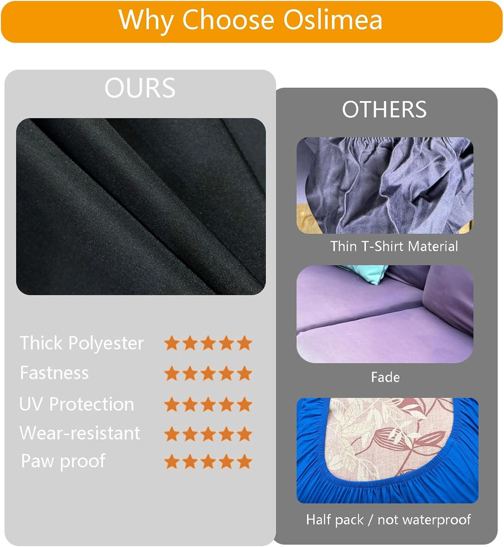 Oslimea Outdoor Cushion Covers Replacement 24x24x4 inch, Black, 4 Pack