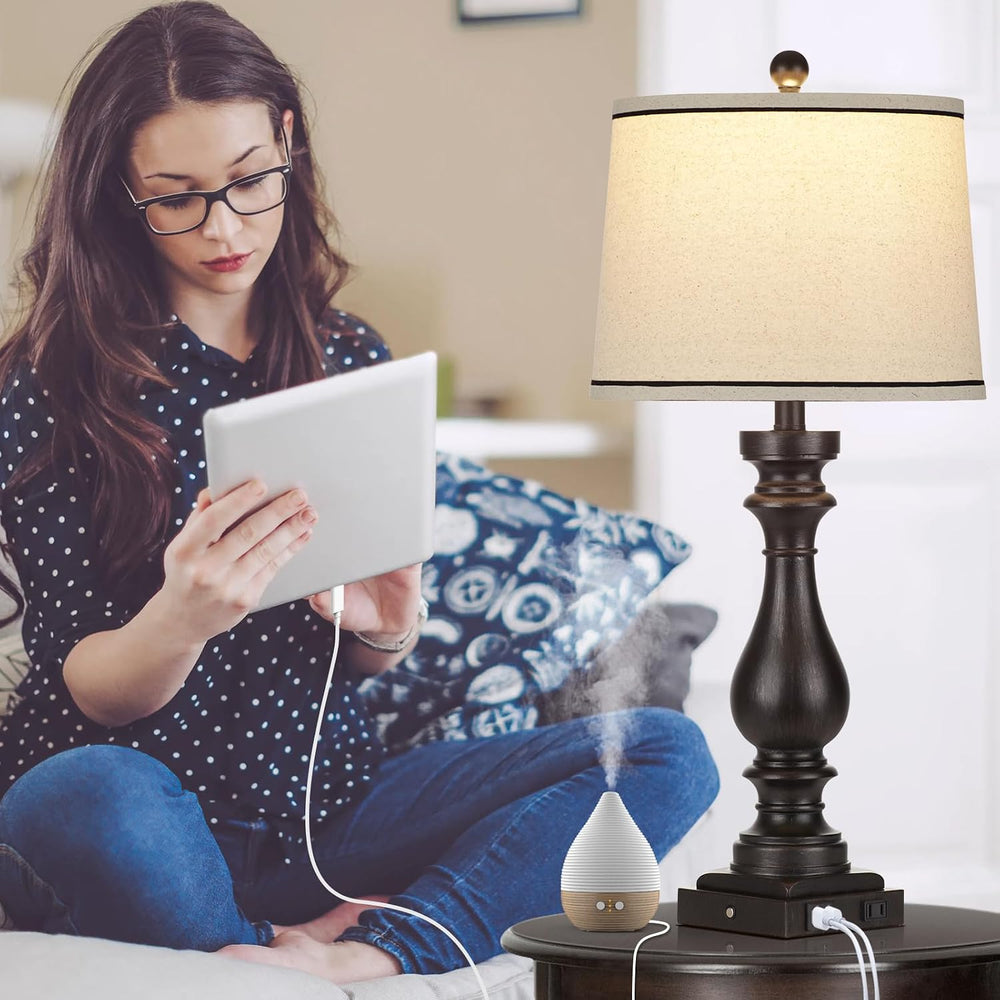 Table Lamps for Living Room,Vintage Bedside Nightstand Bedroom Lamp,Single