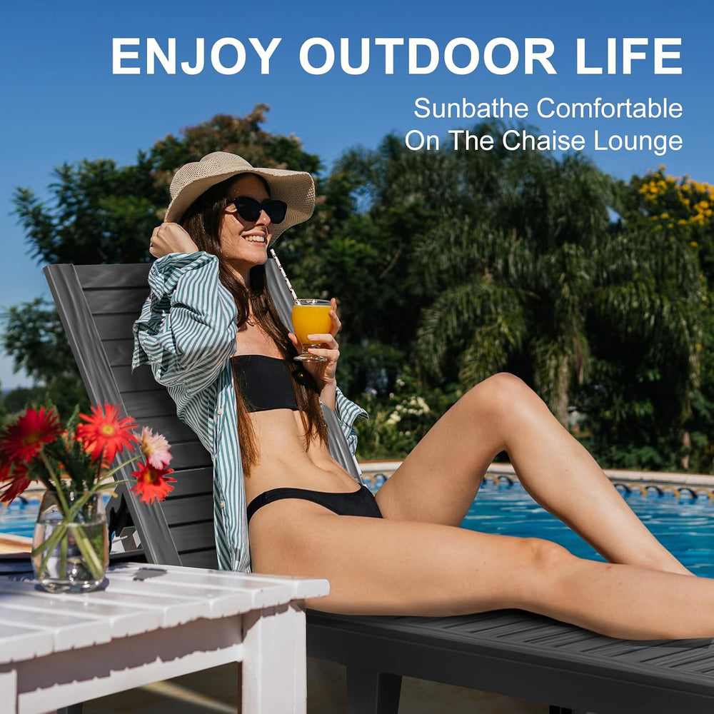 ROJIK Outdoor Chaise Lounge Chair, Single, Black