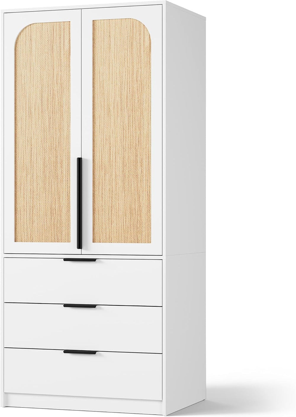 GarveeHome 70" Wardrobe Armoire Wooden Closet with 3 Drawers, White