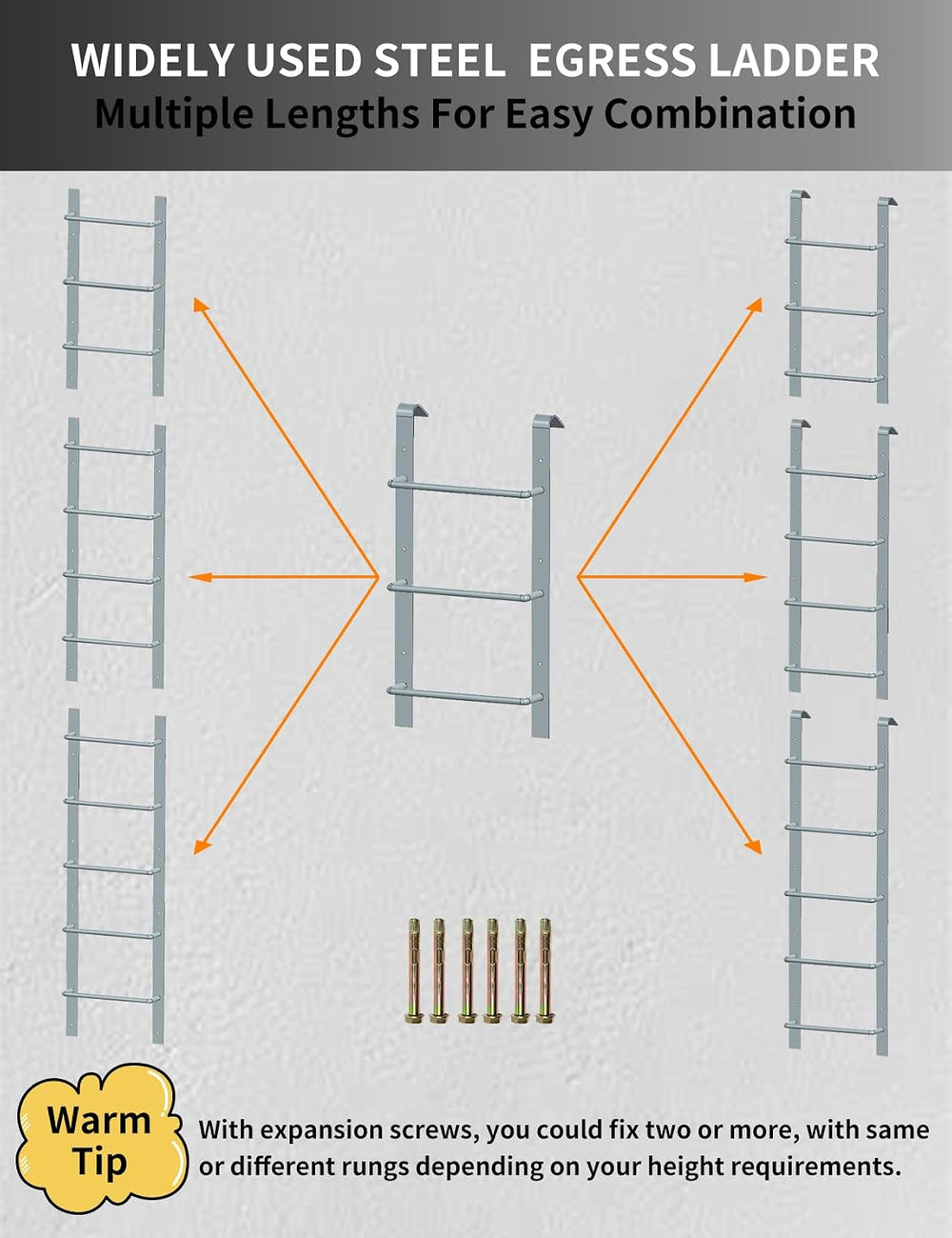 3-Rung Hooked Window Well Ladder, Basement Egress Fire Escape Ladder