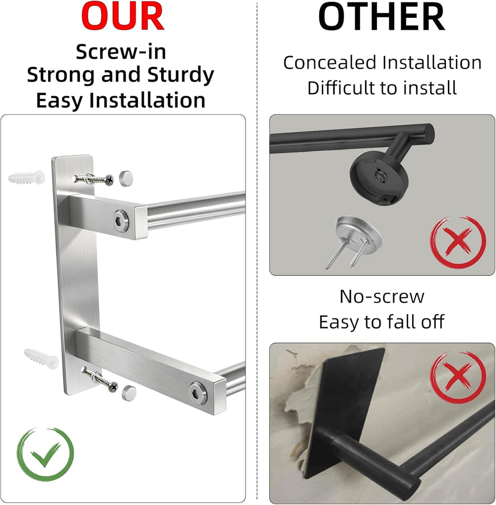 Double Towel Bar, 32Inch Towel Rack for Bathroom, Brushed Nickel
