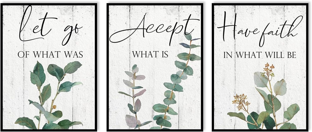 1 KINGO Inspirational Boho Eucalyptus Wall Art 12"x16" Set of 3