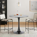 24" Round Dining Table for 2 MDF Table Top and Heavy Metal Dining Table Leg for Kitchen Dining Room Apartment Small Space(Black)