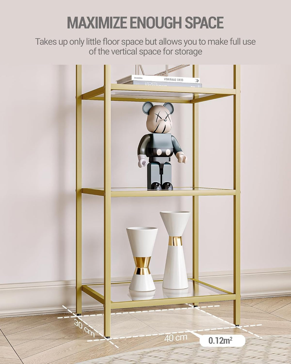 Hzuaneri Bookcase Bookshelf, Tempered Glass Bookshelves