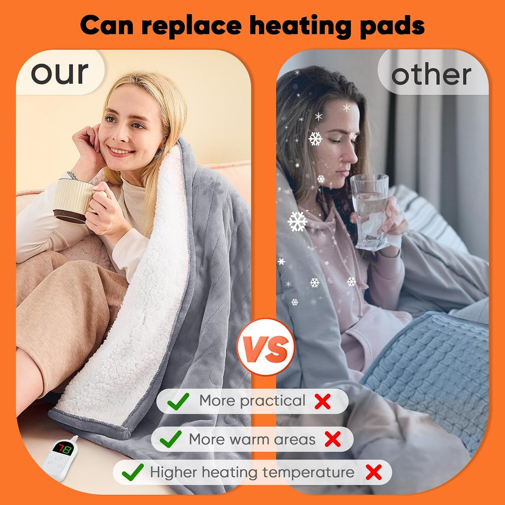 greenoak Heated Blanket Electric Throw 50"X60", Heating Blanket wit...