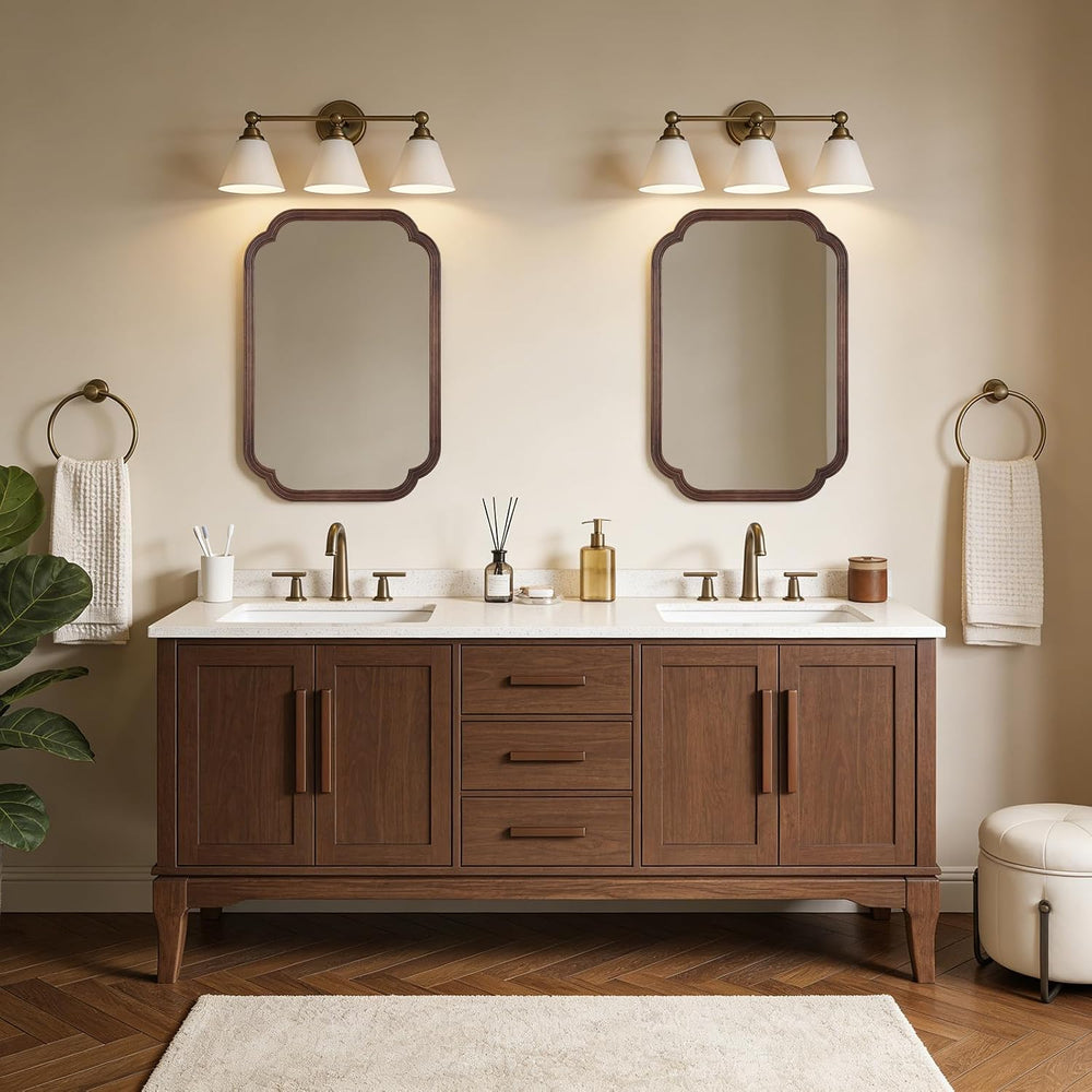 WallBeyond 20" x 30" Rounded Corner Arch Wall Mirror with Wood Fram...