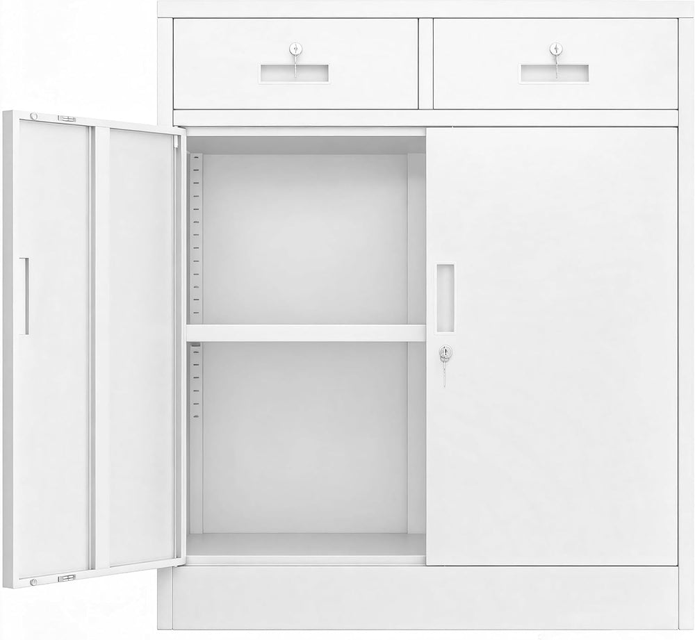 BESFUR Metal Storage Cabinet, Garage Storage Cabinet with 2 Drawers and Adjus...